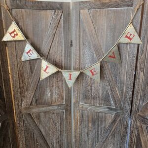 Believe Galvanized Farmhouse Banner Holiday Decor Christmas Decorations Rustic